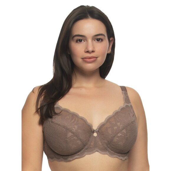 NWOT Paramour by Felina Peridot Unlined Lace Bra Sz 42C Taupe Underwired Lace - Picture 1 of 8